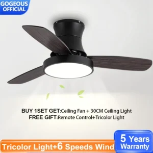 GOGEOUS Mini Ceiling Fan With Light 42/48 Inch Nordic Style Ceiling Fan Light DC Motor Mute Fan With Light Kipas Siling